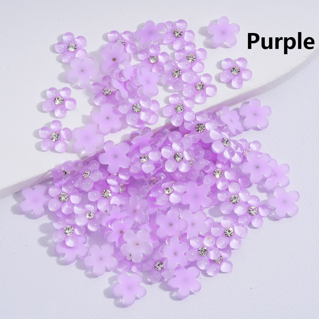 Charm Jewelry Accessories Mini Cute Pearl Flowers with Clear Rhinestones Solid Color 10MM