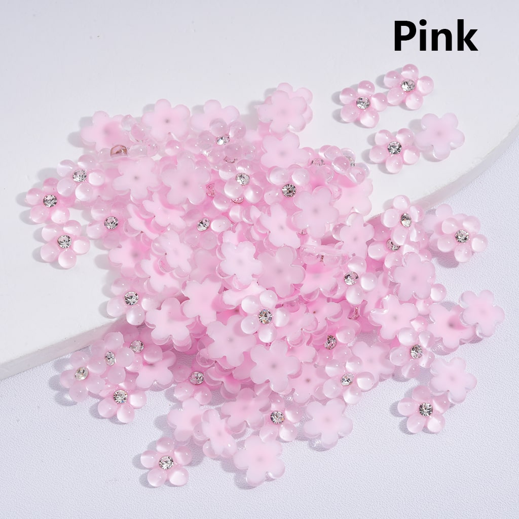 Charm Jewelry Accessories Mini Cute Pearl Flowers with Clear Rhinestones Solid Color 10MM