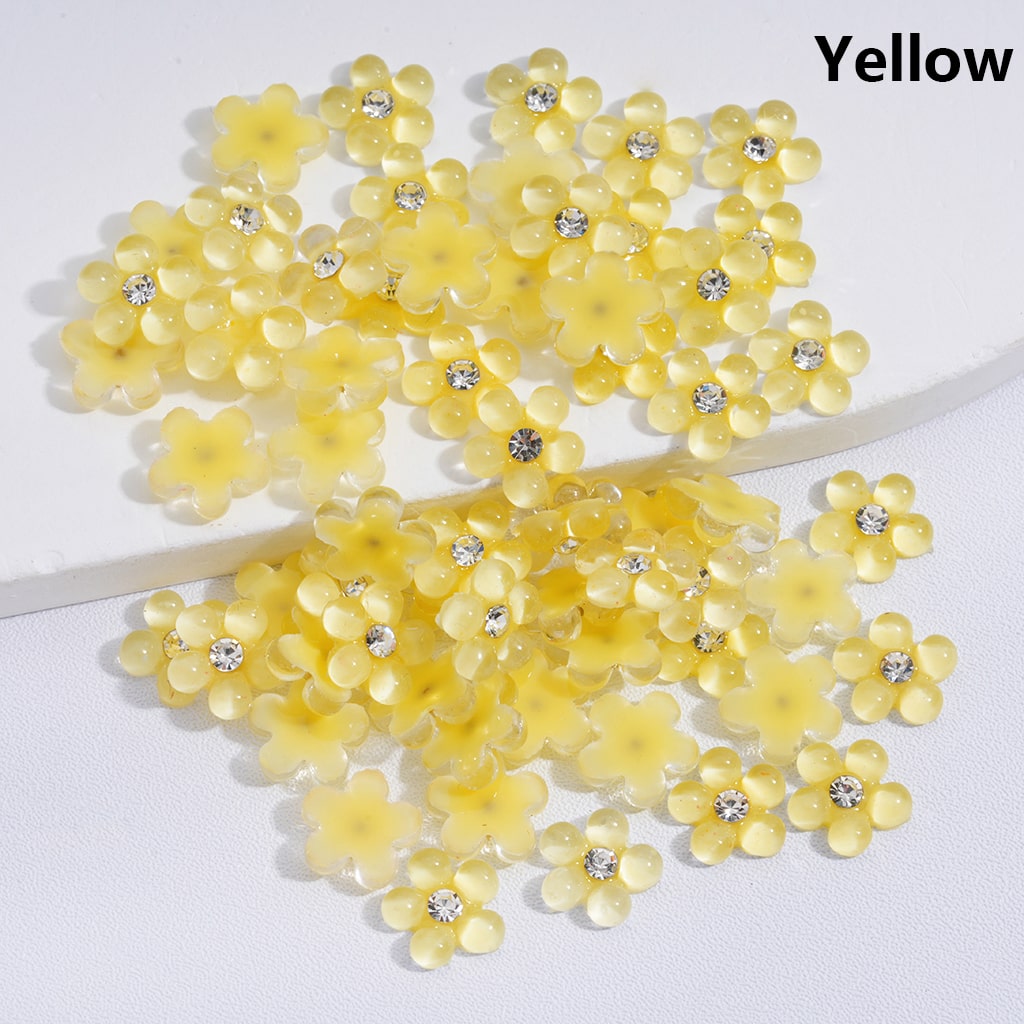 Charm Jewelry Accessories Mini Cute Pearl Flowers with Clear Rhinestones Solid Color 10MM