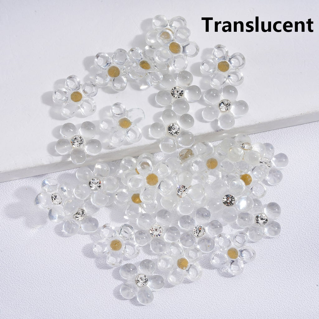 Charm Jewelry Accessories Mini Cute Pearl Flowers with Clear Rhinestones Solid Color 10MM