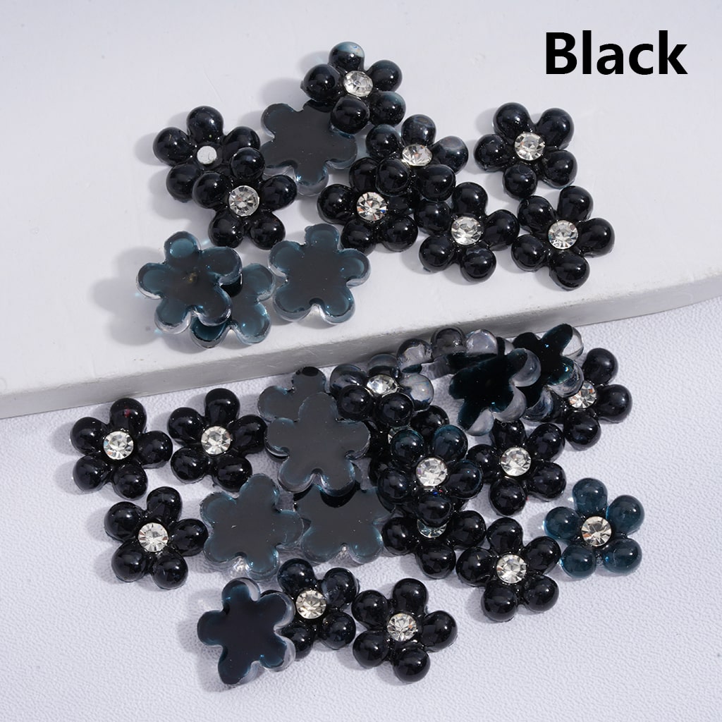Charm Jewelry Accessories Mini Cute Pearl Flowers with Clear Rhinestones Solid Color 10MM