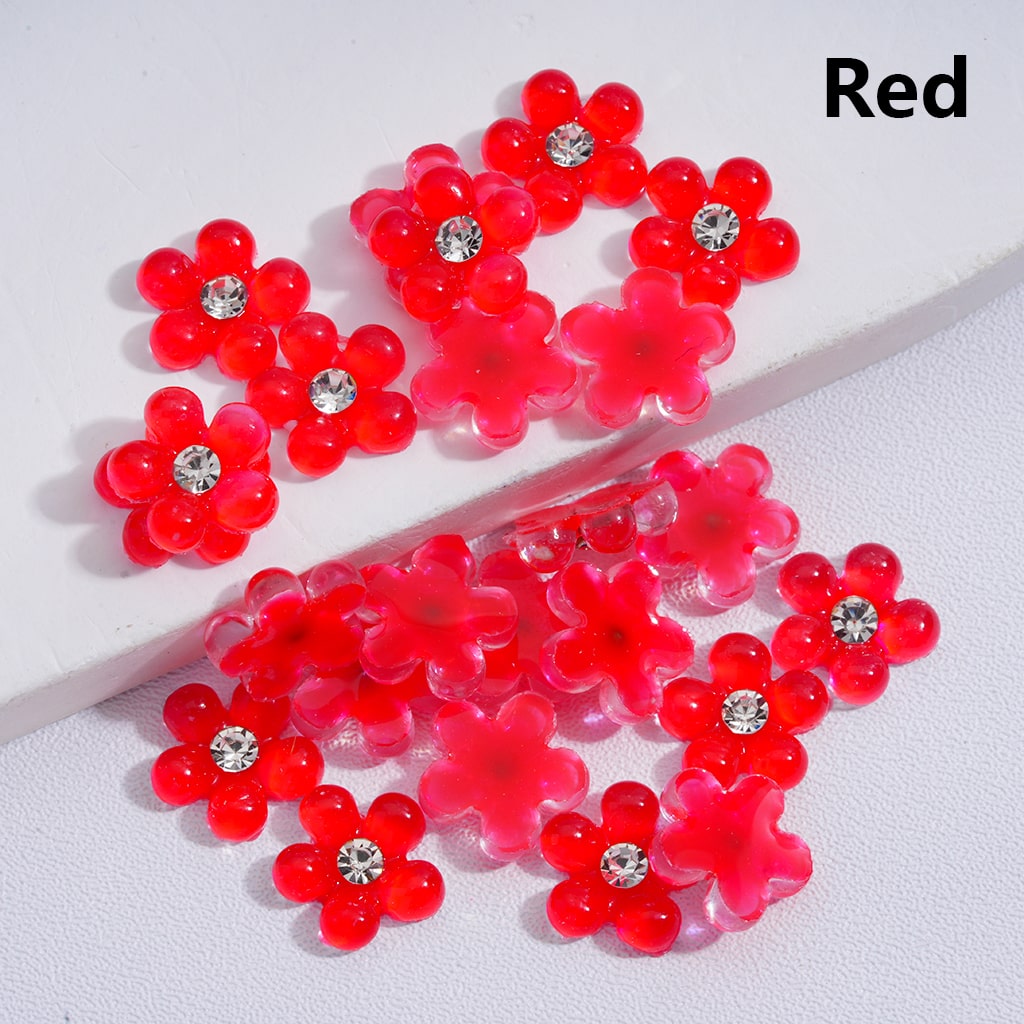 Charm Jewelry Accessories Mini Cute Pearl Flowers with Clear Rhinestones Solid Color 10MM