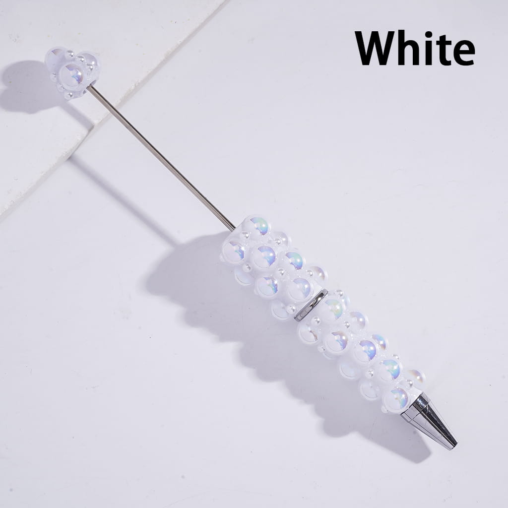 Beadable Pens with UV Coating Half-Shell Pearls and Small White Pearls, Multi-Color (No Rose Red Pen in Random Mix)