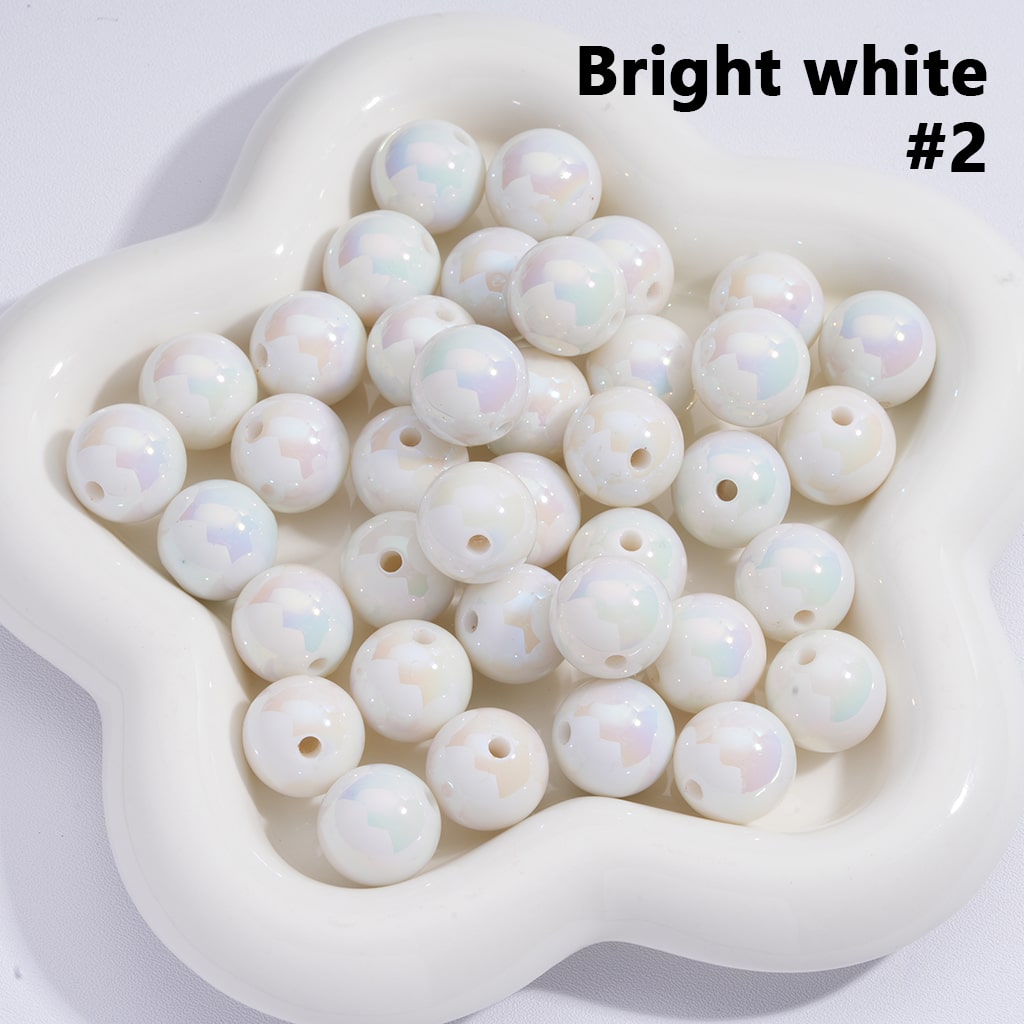Round Acrylic Beads UV Coating Shiny in Solid Color, 16MM