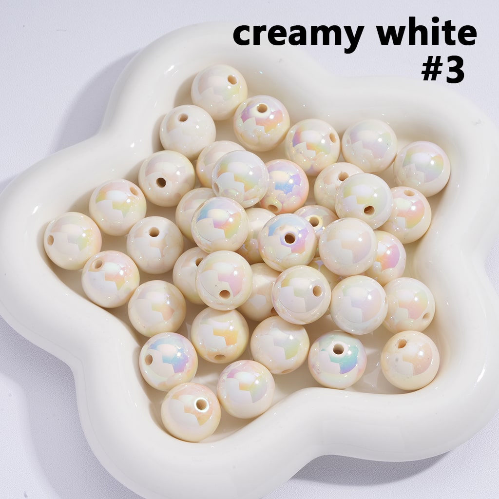 Round Acrylic Beads UV Coating Shiny in Solid Color, 16MM