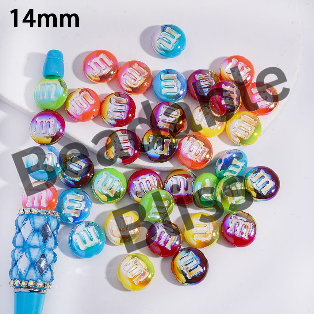 Acrylic Beads UV Coating Candy Chip Series, 14MM, Multi-Color, Random Mix