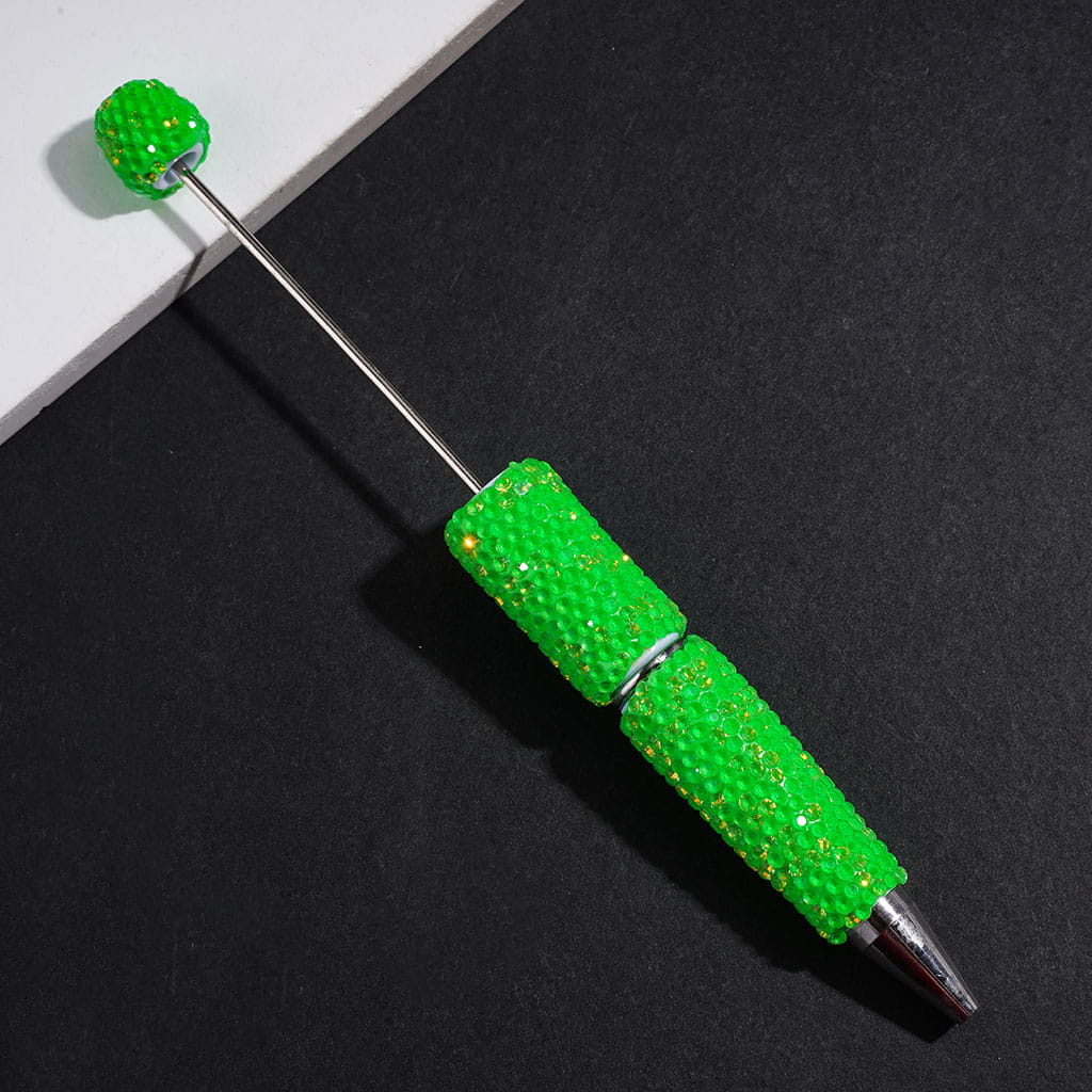 Beadable Clay Pens Luminous with Bling Bling Rhinestones Covering the Entire Pen, Fluorescence Color