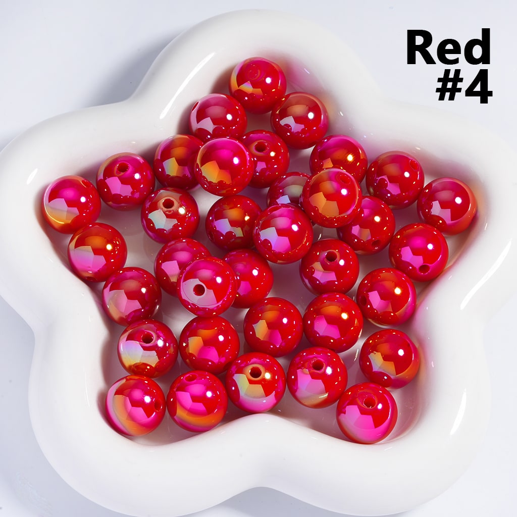 Round Acrylic Beads UV Coating Shiny in Solid Color, 16MM