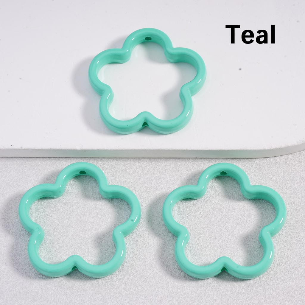 Acrylic Beads Large Cute Flower Frame Multi-Color 42MM