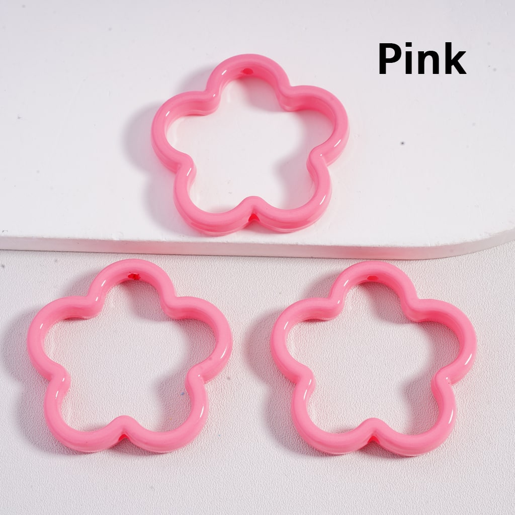 Acrylic Beads Large Cute Flower Frame Multi-Color 42MM