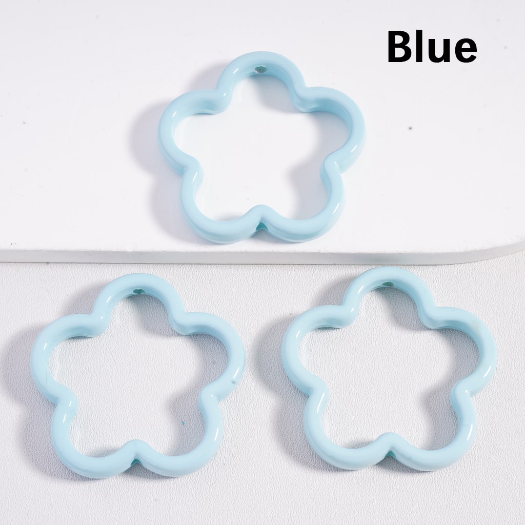 Acrylic Beads Large Cute Flower Frame Multi-Color 42MM