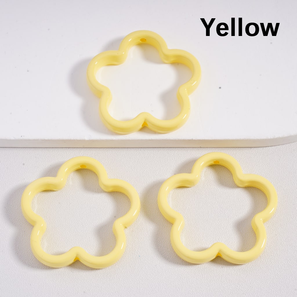 Acrylic Beads Large Cute Flower Frame Multi-Color 42MM