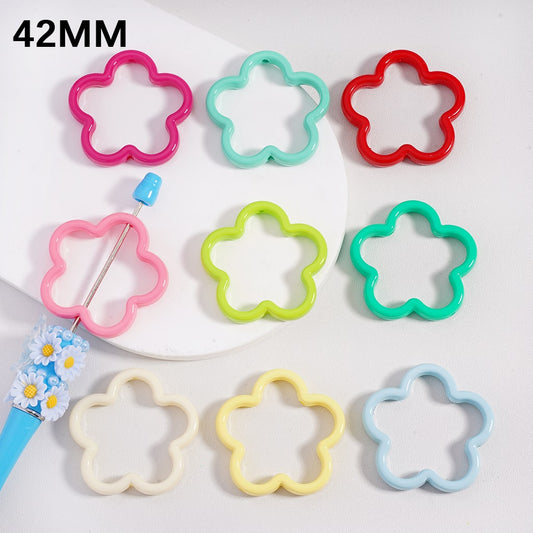Acrylic Beads Large Cute Flower Frame Multi-Color 42MM