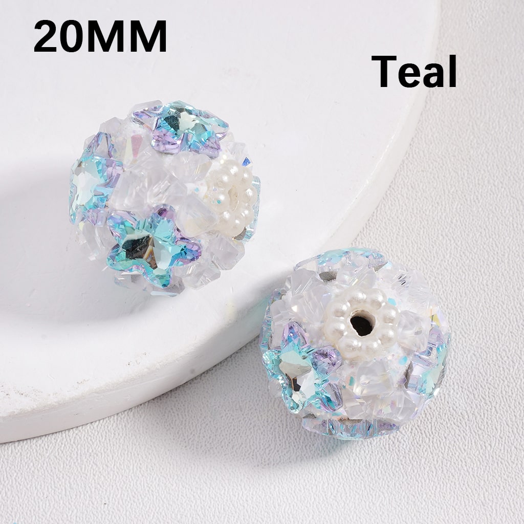 Clay Beads Luminous Shiny Star Mini Rock Rhinestones White Pearls Multi-Color 20MM