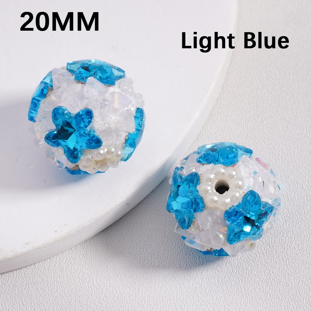 Clay Beads Luminous Shiny Star Mini Rock Rhinestones White Pearls Multi-Color 20MM
