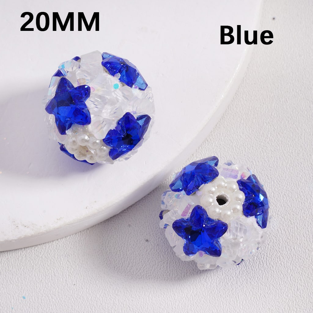 Clay Beads Luminous Shiny Star Mini Rock Rhinestones White Pearls Multi-Color 20MM