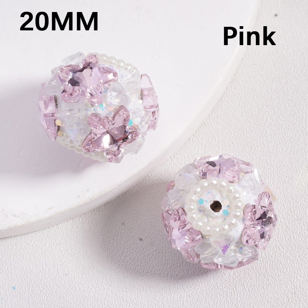 Clay Beads Luminous Shiny Star Mini Rock Rhinestones White Pearls Multi-Color 20MM