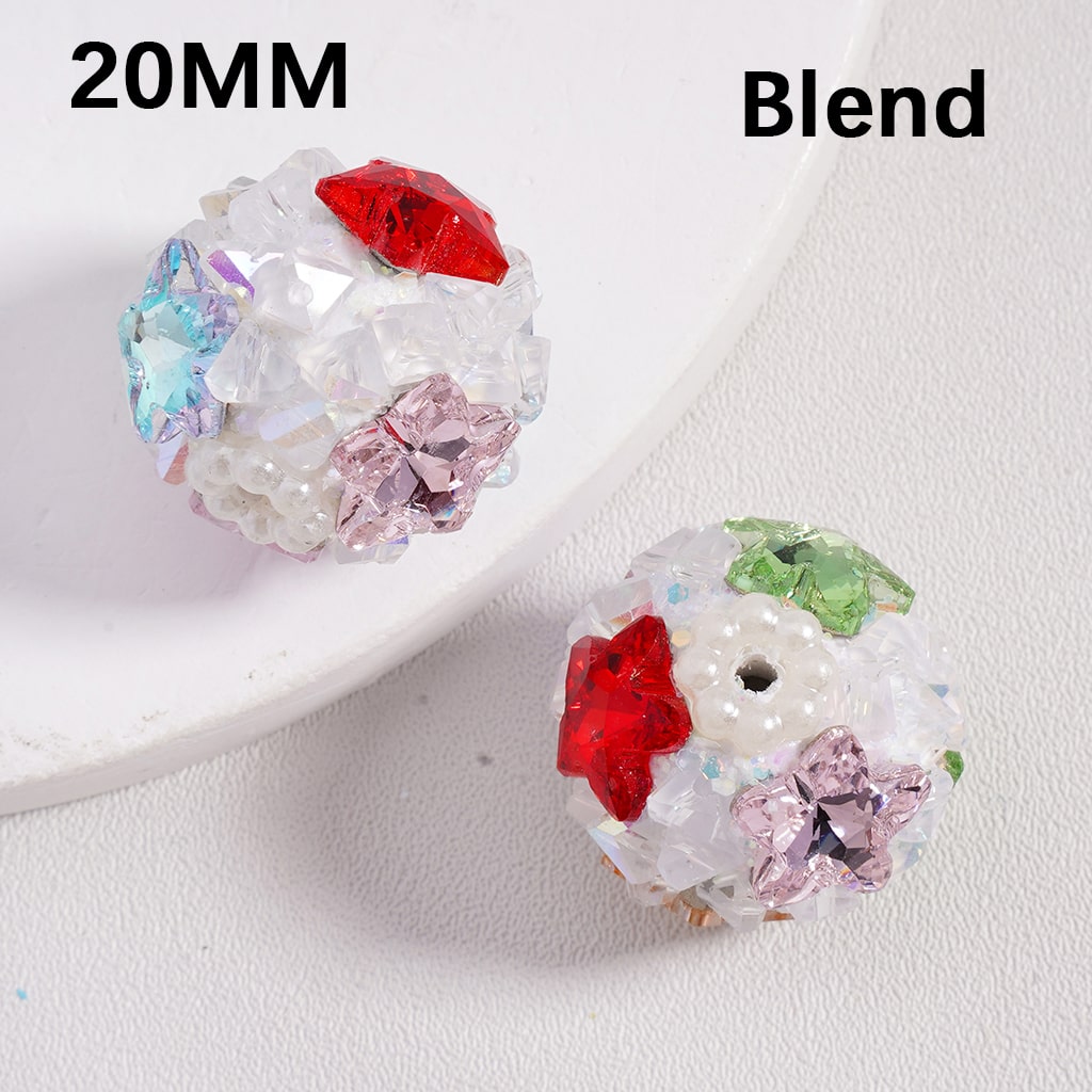 Clay Beads Luminous Shiny Star Mini Rock Rhinestones White Pearls Multi-Color 20MM