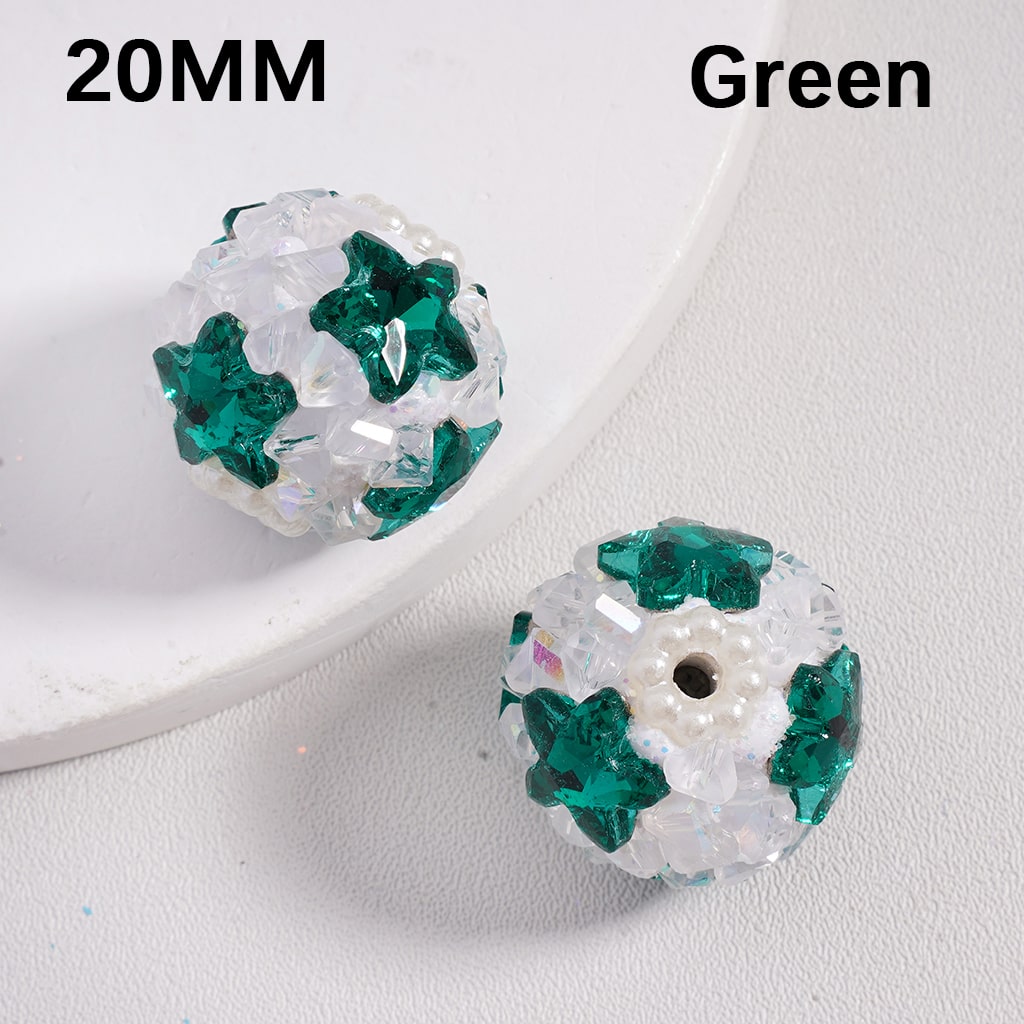 Clay Beads Luminous Shiny Star Mini Rock Rhinestones White Pearls Multi-Color 20MM