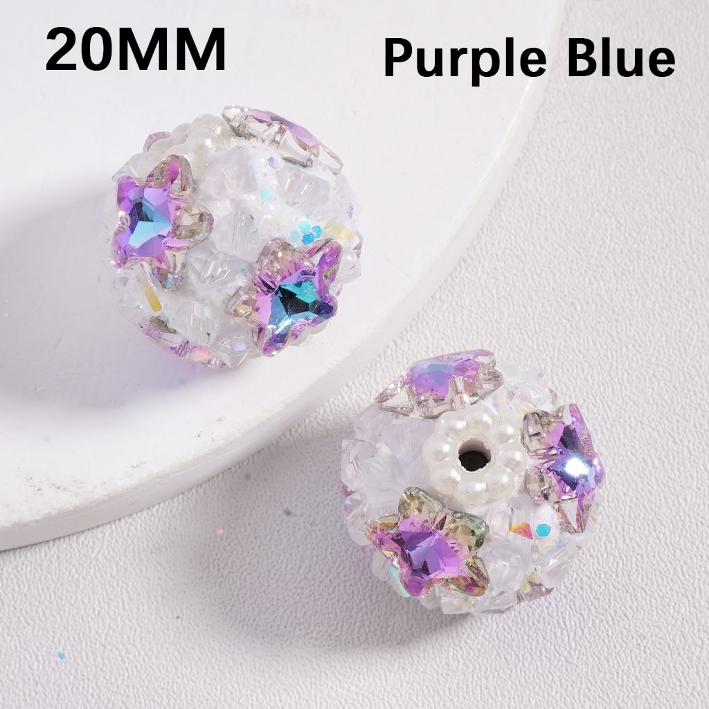 Clay Beads Luminous Shiny Star Mini Rock Rhinestones White Pearls Multi-Color 20MM