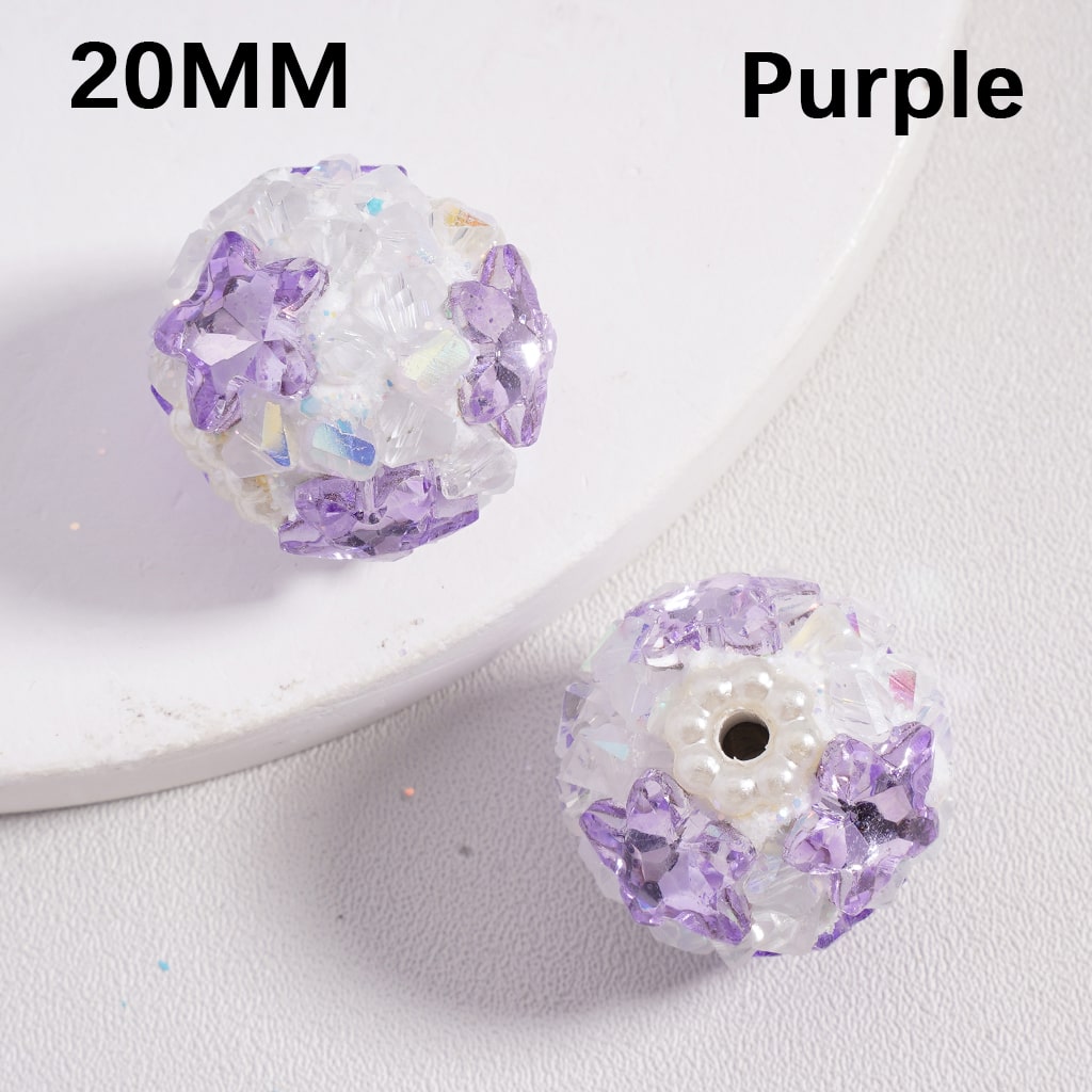 Clay Beads Luminous Shiny Star Mini Rock Rhinestones White Pearls Multi-Color 20MM