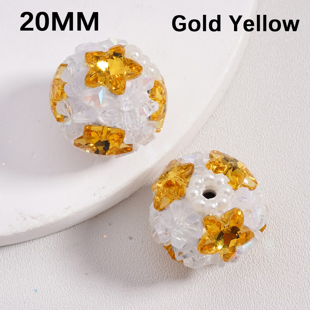 Clay Beads Luminous Shiny Star Mini Rock Rhinestones White Pearls Multi-Color 20MM