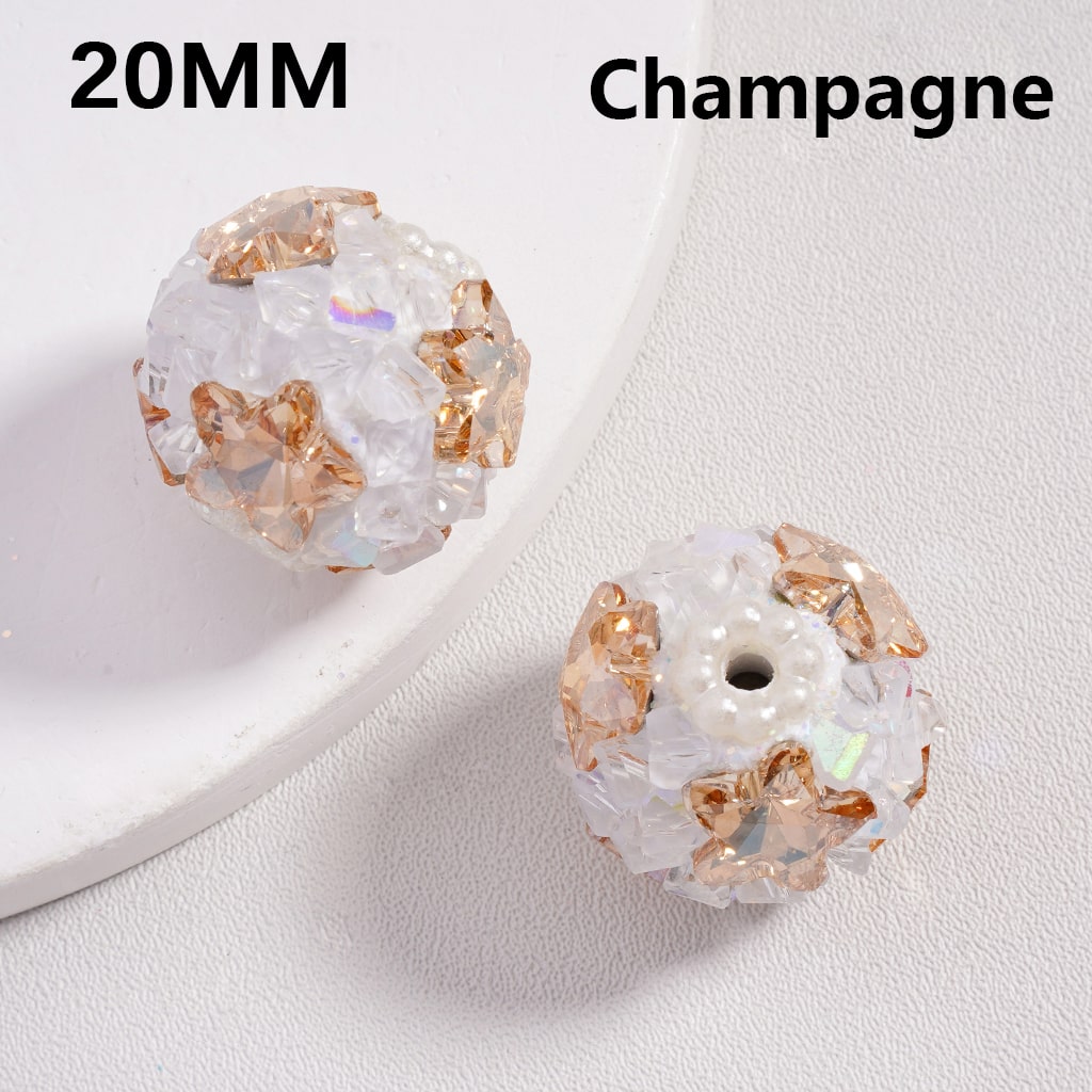 Clay Beads Luminous Shiny Star Mini Rock Rhinestones White Pearls Multi-Color 20MM