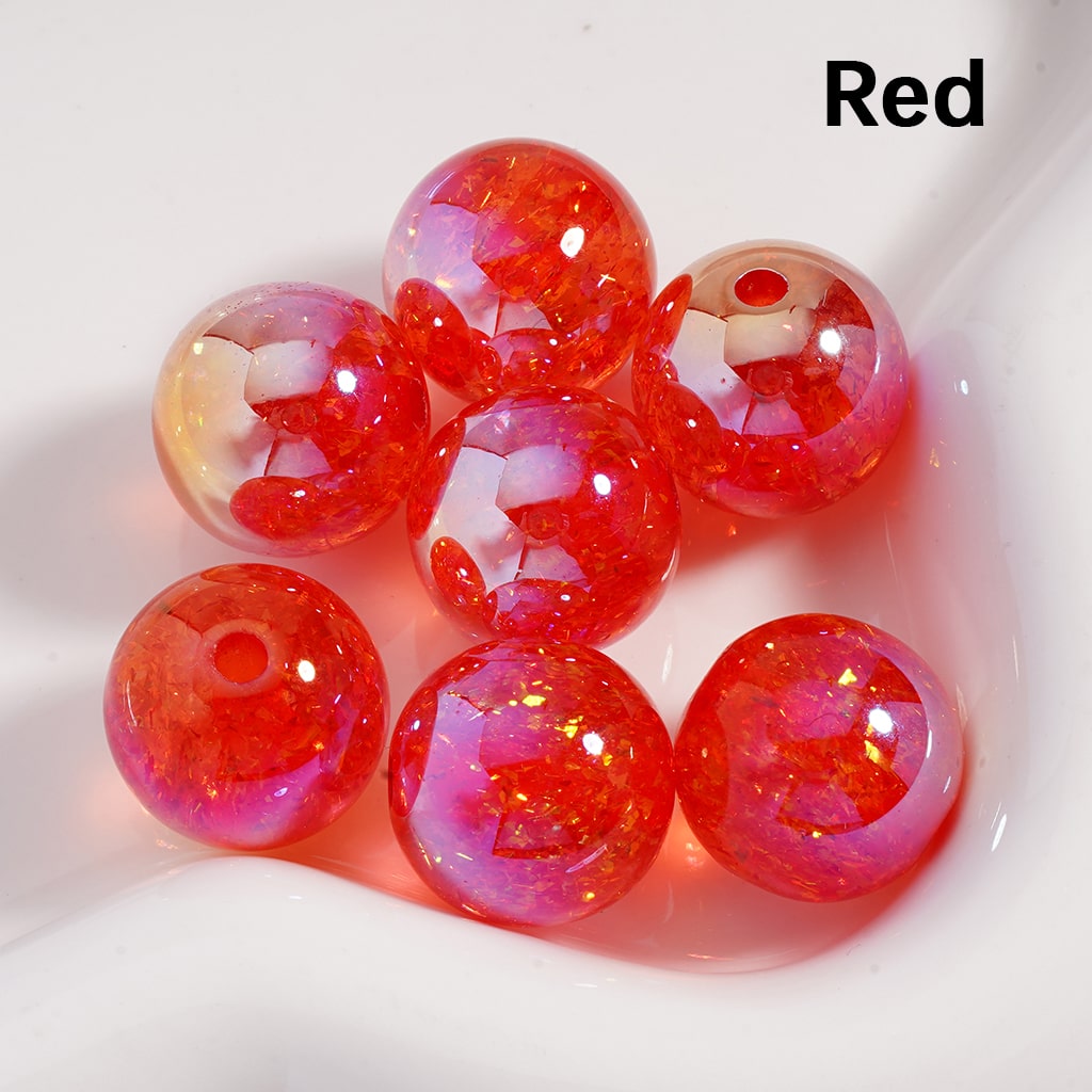 Acrylic Beads UV Coating Shiny Mini Foil Paper Inside Multi-Color 16MM (Single Color is available for 200pcs(whole bag) Only)