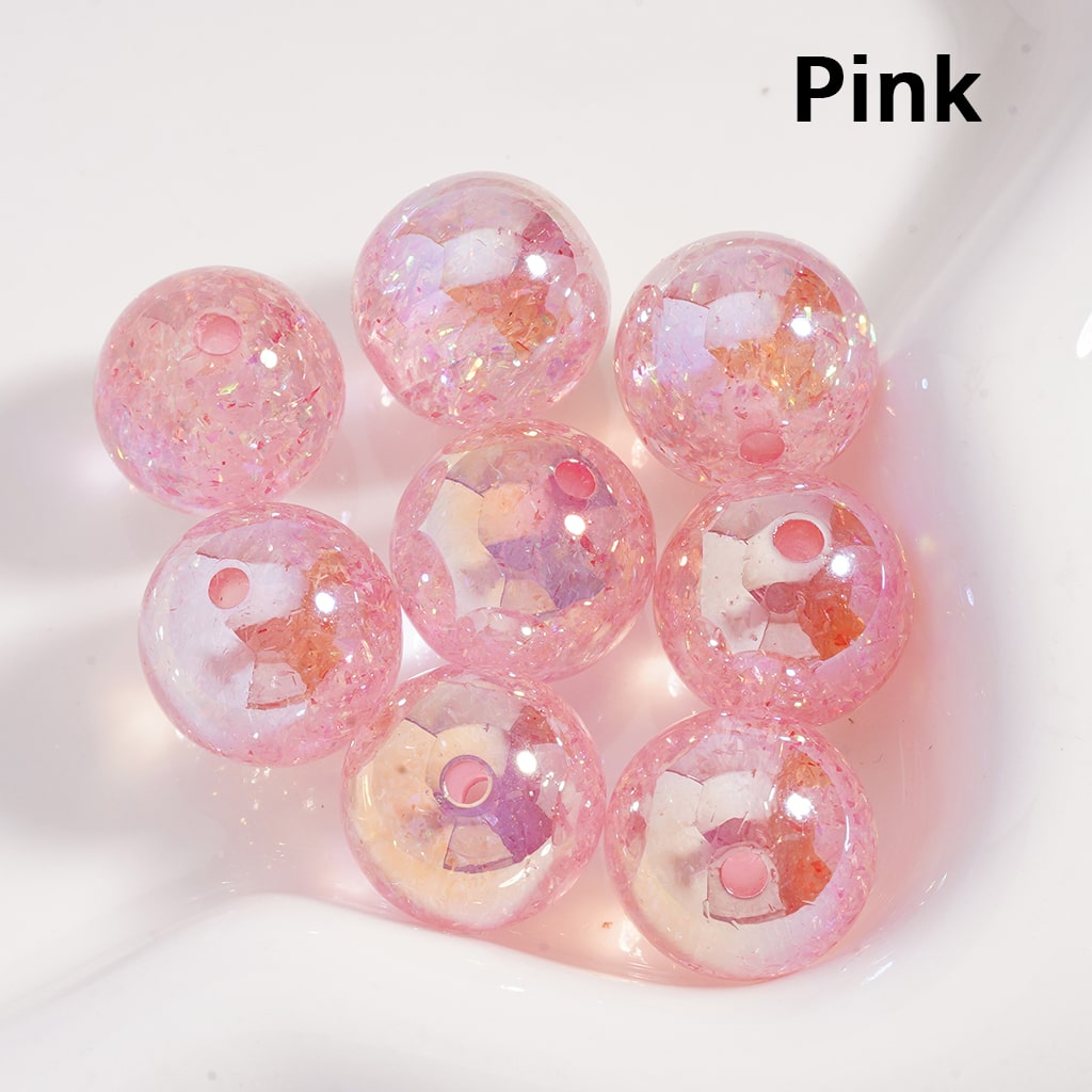 Acrylic Beads UV Coating Shiny Mini Foil Paper Inside Multi-Color 16MM (Single Color is available for 200pcs(whole bag) Only)