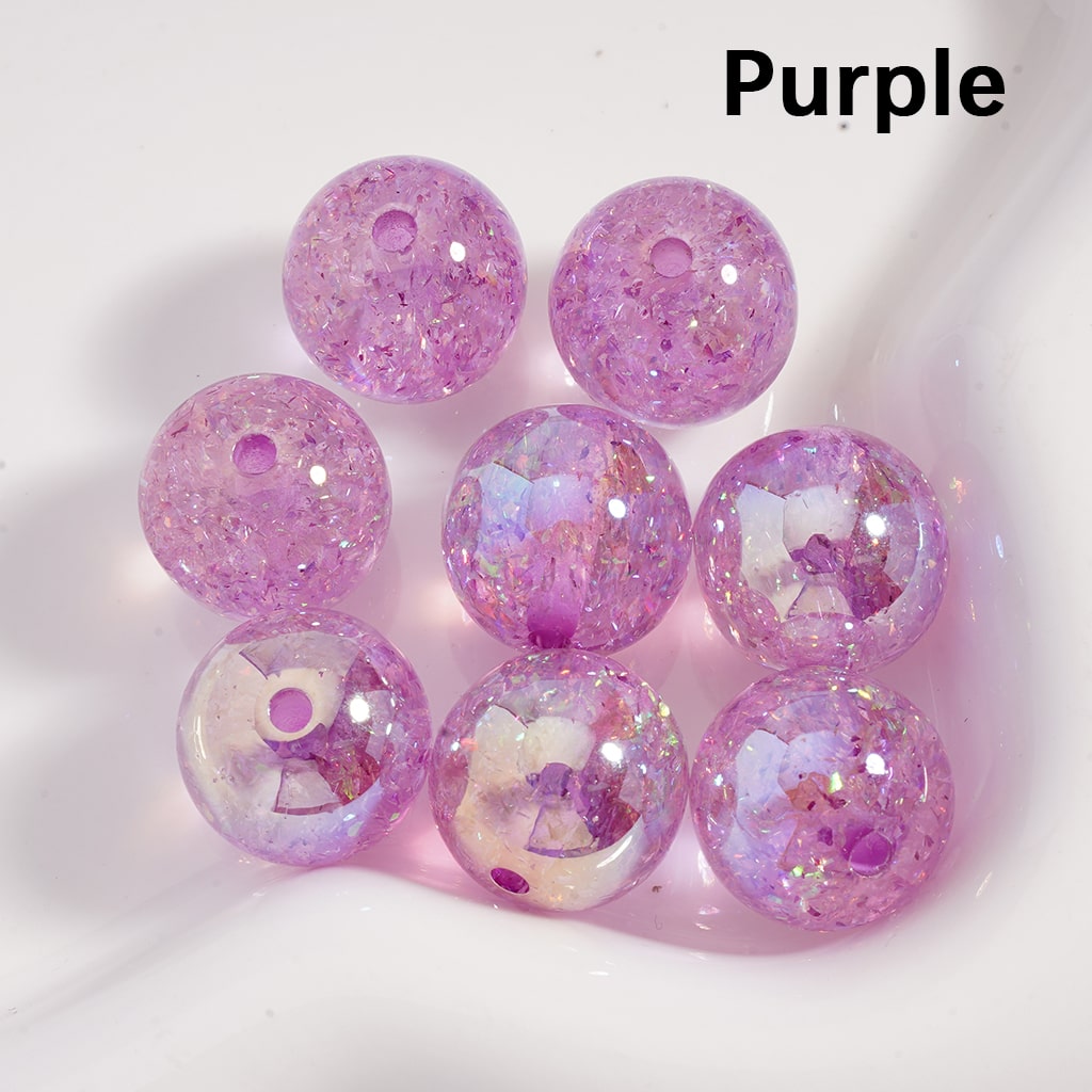 Acrylic Beads UV Coating Shiny Mini Foil Paper Inside Multi-Color 16MM (Single Color is available for 200pcs(whole bag) Only)
