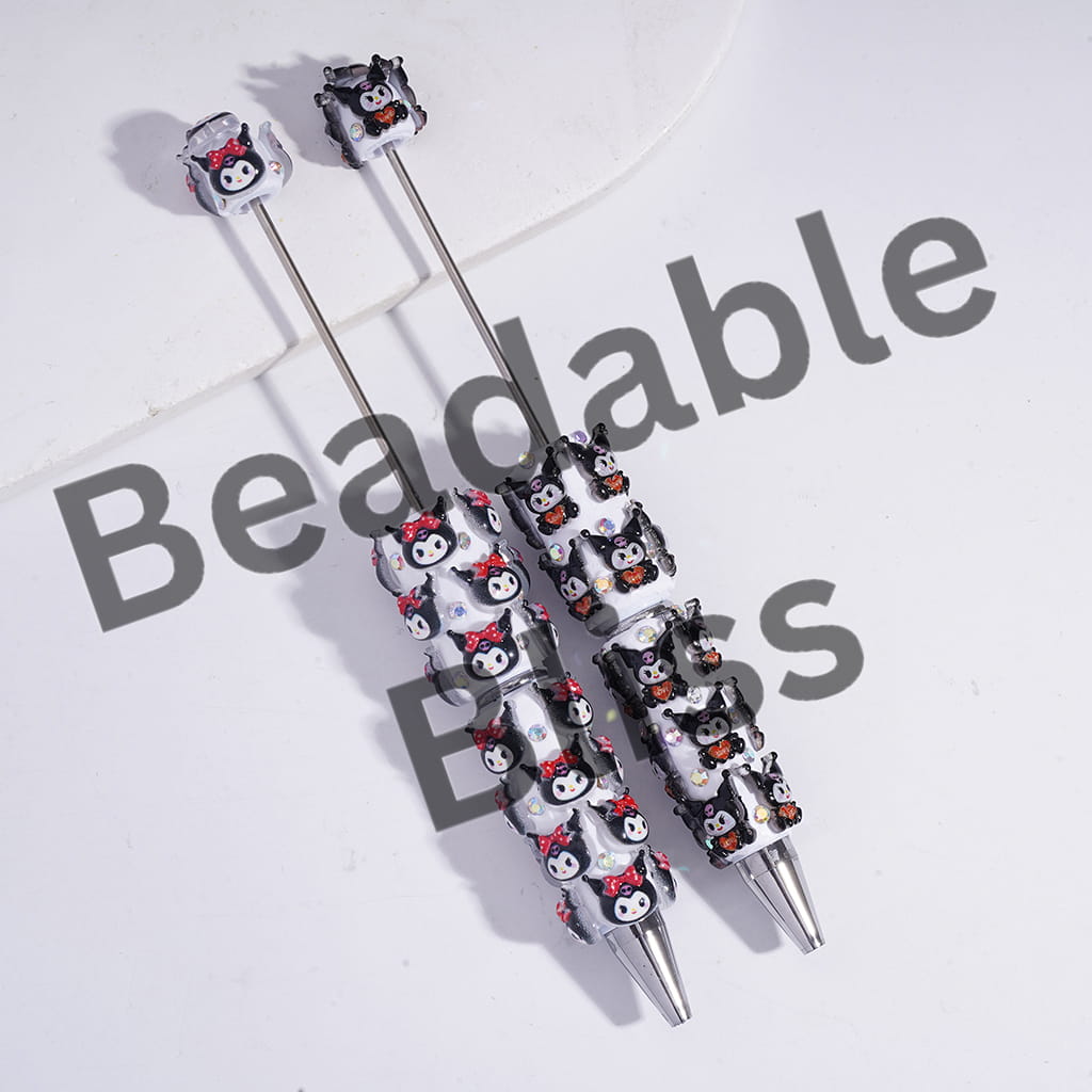 Beadable Clay Pens with Evil Girl Character Series and AB Rhinestones