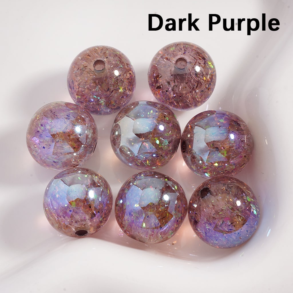 Acrylic Beads UV Coating Shiny Mini Foil Paper Inside Multi-Color 16MM (Single Color is available for 200pcs(whole bag) Only)