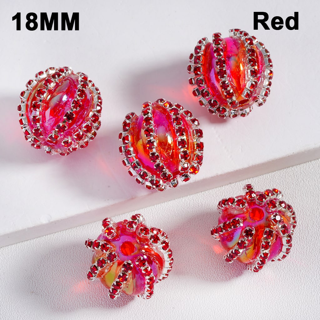 Acrylic Beads UV Coating Shiny Rhinestones Chains Multi-Color Translucent 18MM
