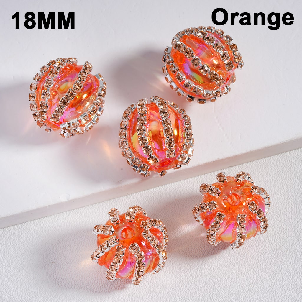 Acrylic Beads UV Coating Shiny Rhinestones Chains Multi-Color Translucent 18MM