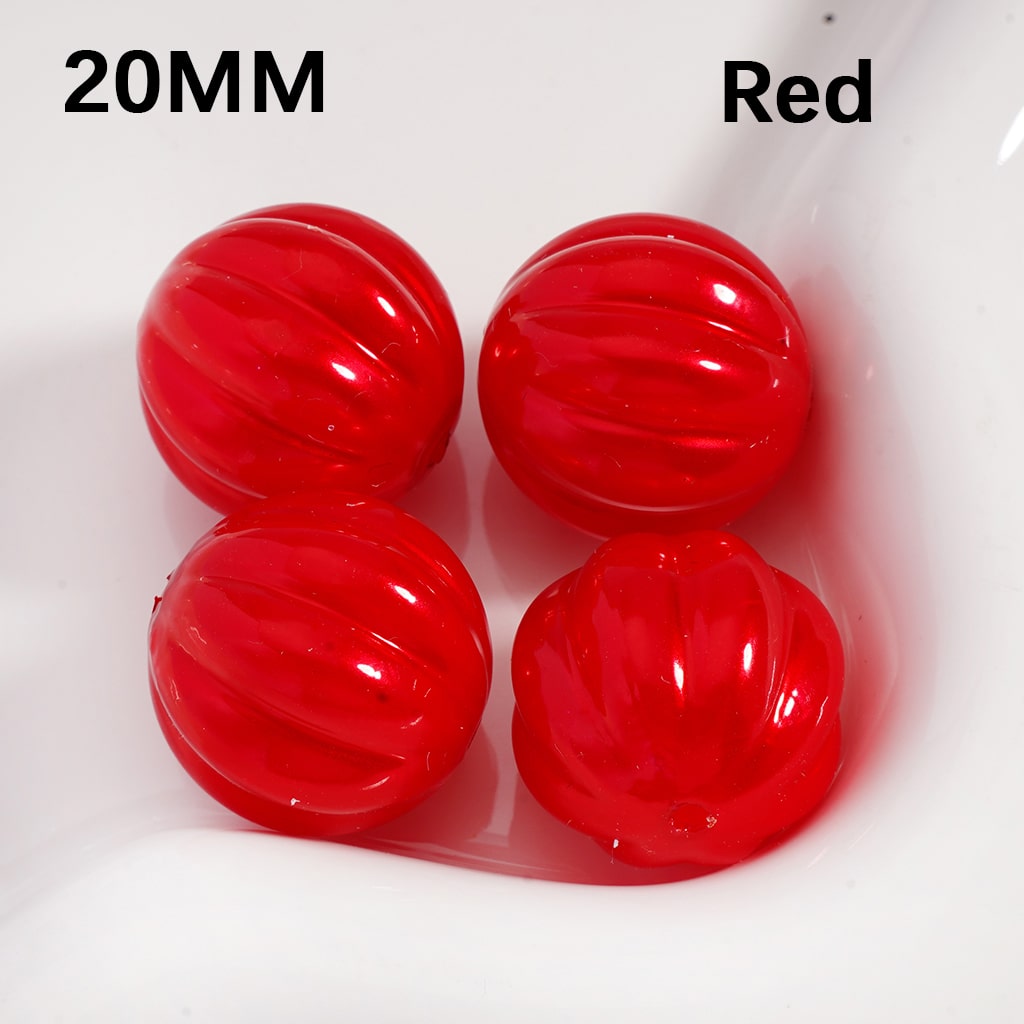 Acrylic Beads Pumpkin Stripes Shiny Multi-Color 20MM (Single Color is available for 125pcs(whole bag) Only)
