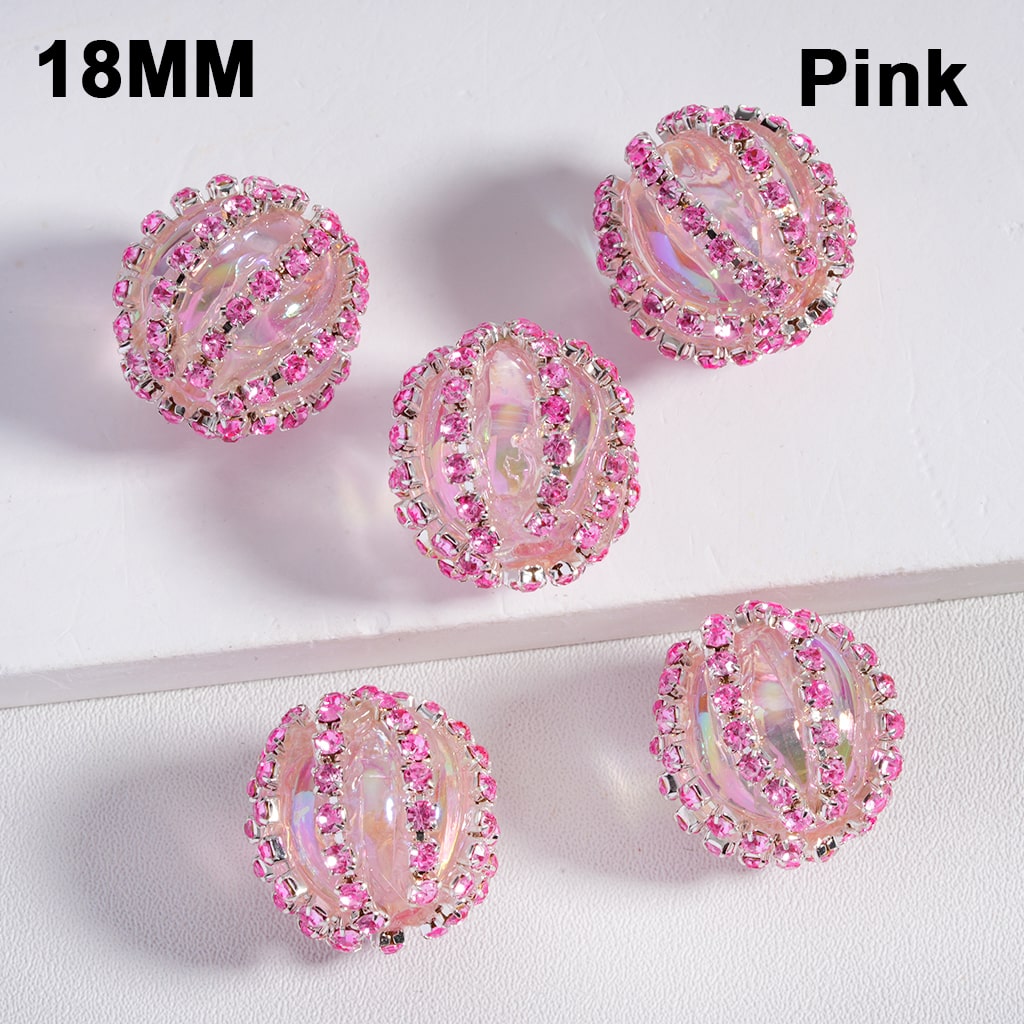 Acrylic Beads UV Coating Shiny Rhinestones Chains Multi-Color Translucent 18MM
