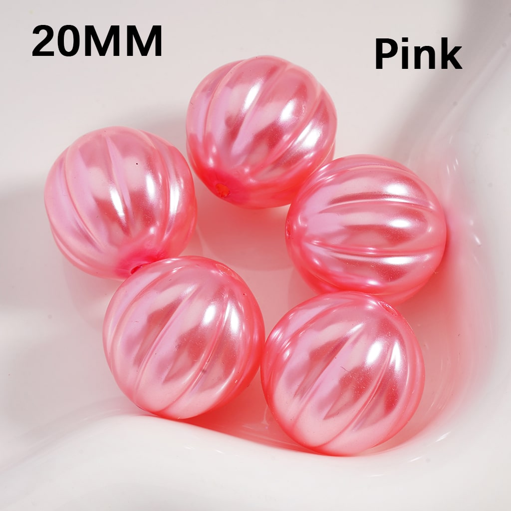 Acrylic Beads Pumpkin Stripes Shiny Multi-Color 20MM (Single Color is available for 125pcs(whole bag) Only)
