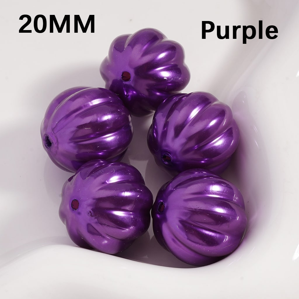 Acrylic Beads Pumpkin Stripes Shiny Multi-Color 20MM (Single Color is available for 125pcs(whole bag) Only)