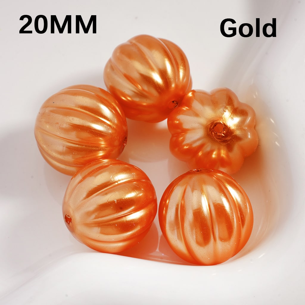 Acrylic Beads Pumpkin Stripes Shiny Multi-Color 20MM (Single Color is available for 125pcs(whole bag) Only)