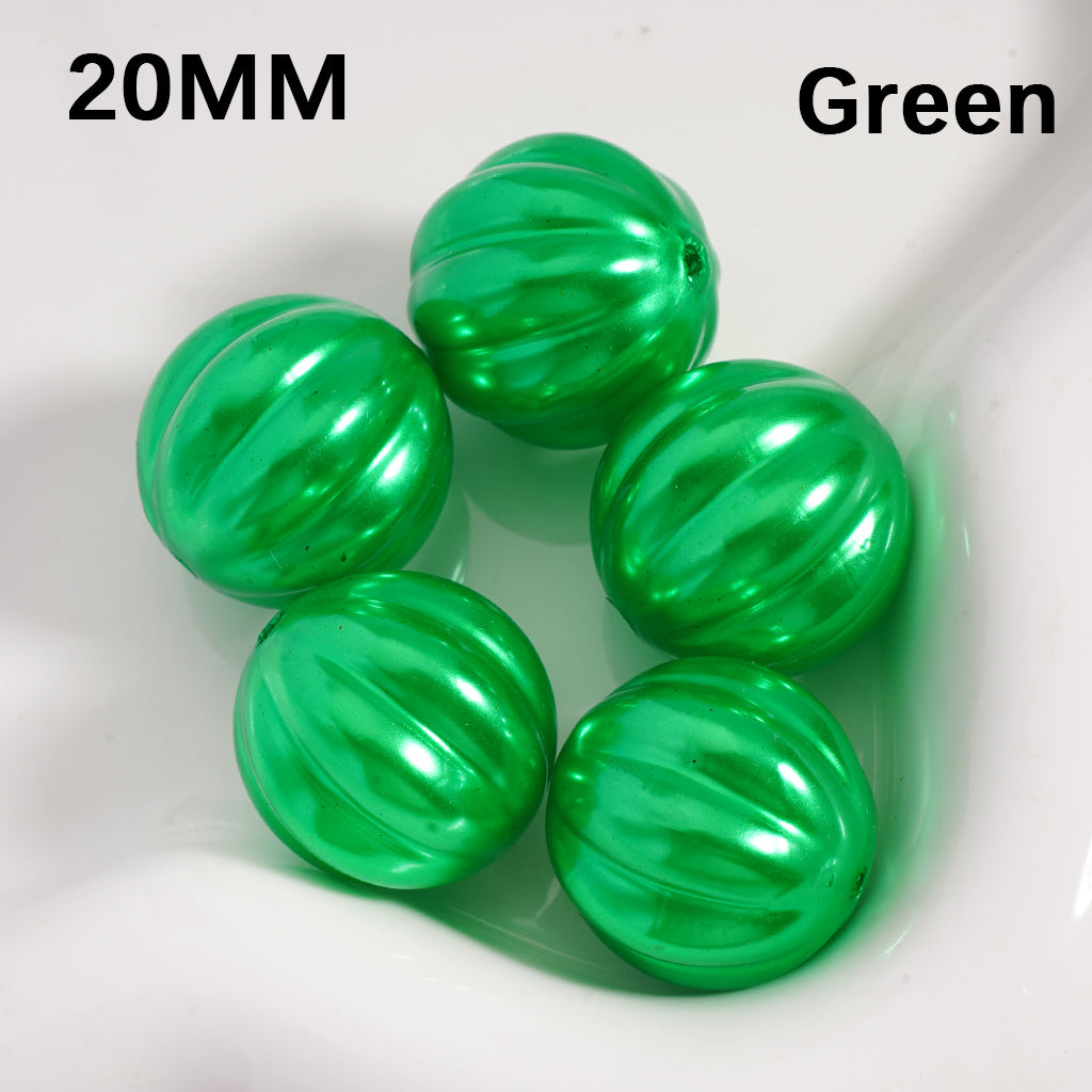 Acrylic Beads Pumpkin Stripes Shiny Multi-Color 20MM (Single Color is available for 125pcs(whole bag) Only)