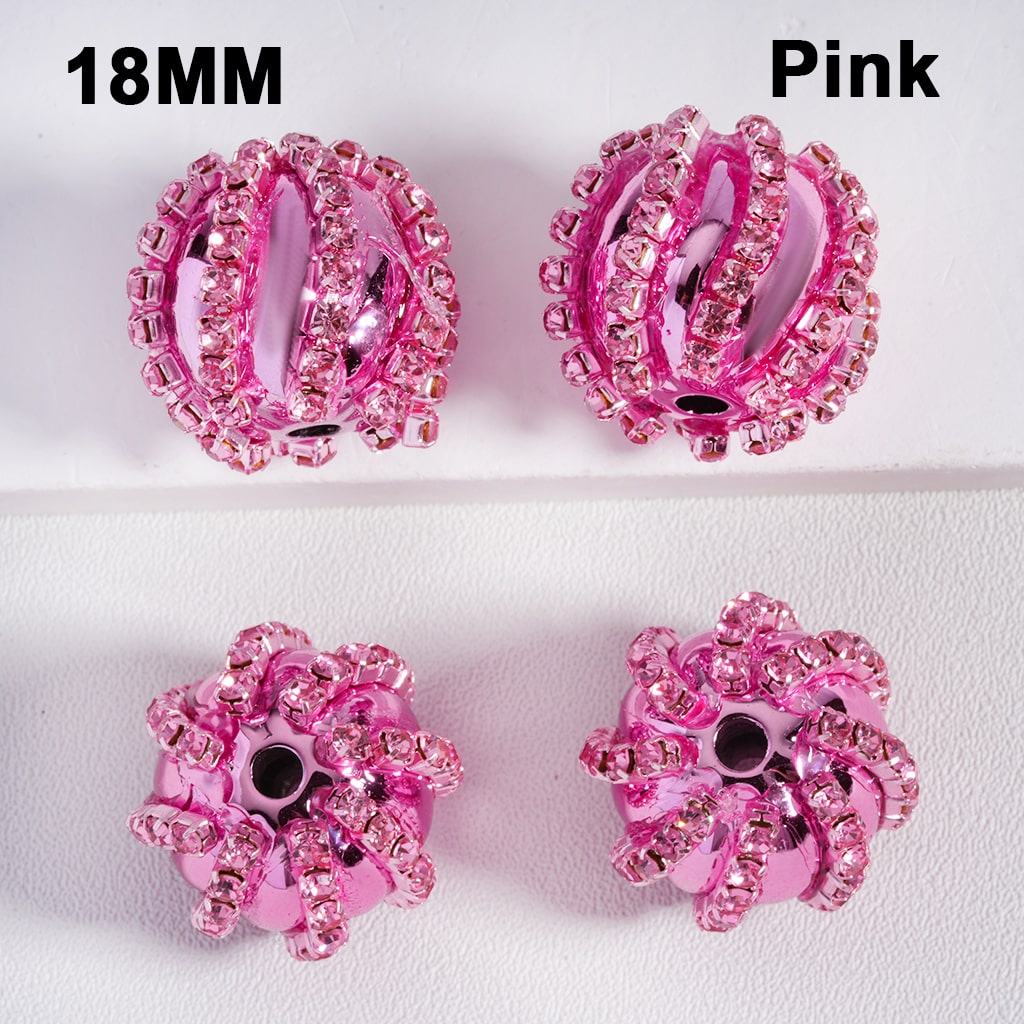 Acrylic Beads Christmas Shiny Rhinestones Chains Metallic Colors 18MM