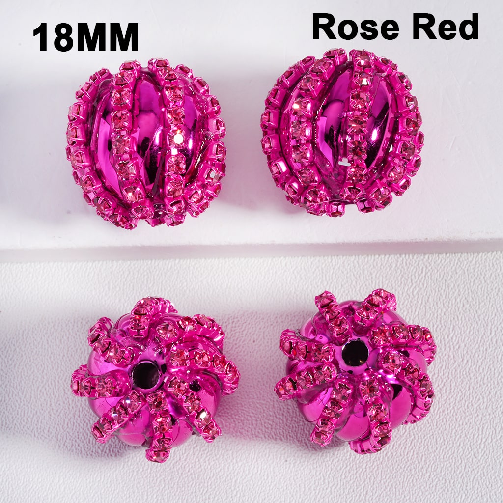 Acrylic Beads Christmas Shiny Rhinestones Chains Metallic Colors 18MM