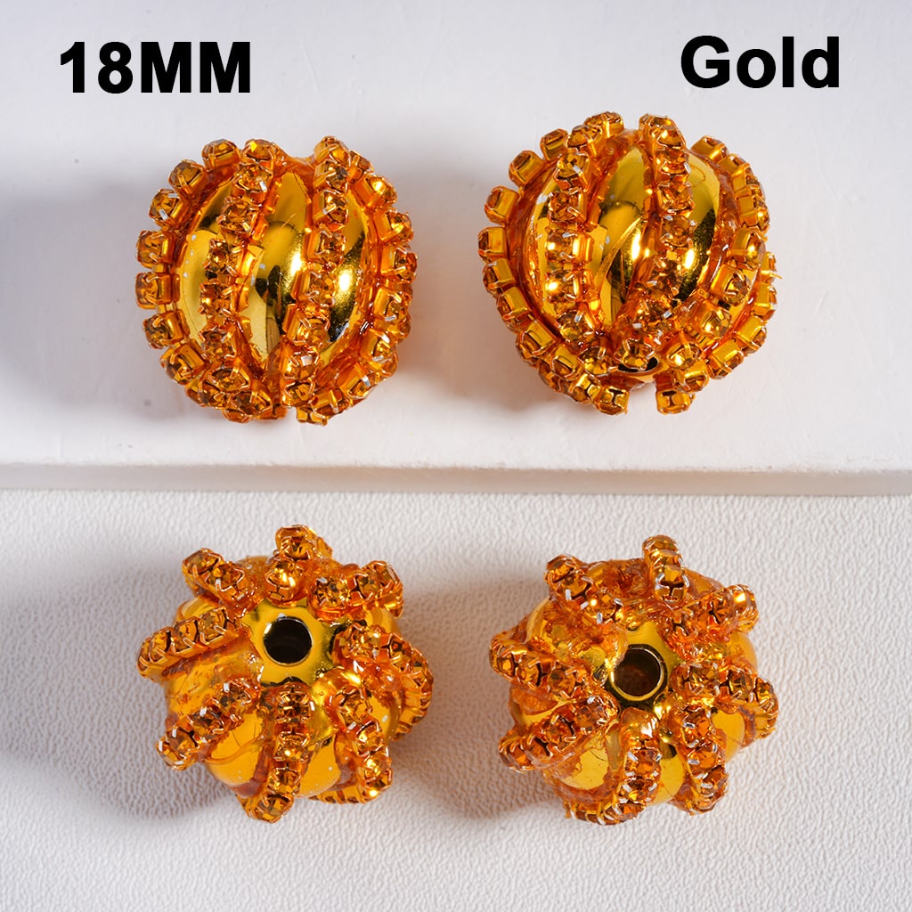 Acrylic Beads Christmas Shiny Rhinestones Chains Metallic Colors 18MM