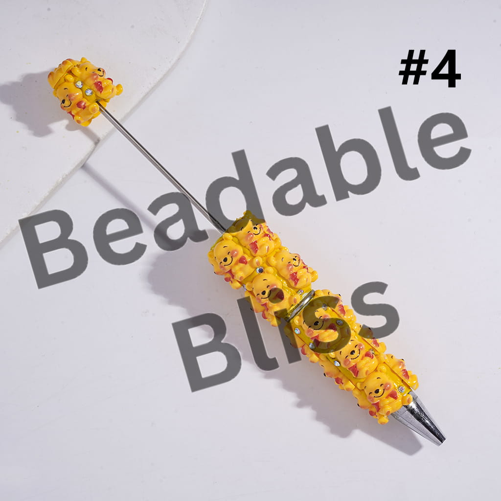 Beadable Clay Pens with Yellow Honey Bear Series and AB Rhinestones