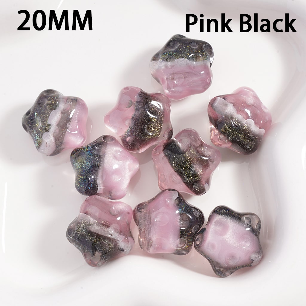Acrylic Beads Cute Glitter Star Shape with Meteor Craters Double Color 20MM (Single Color is available for 100pcs(Whole Bag) Only)