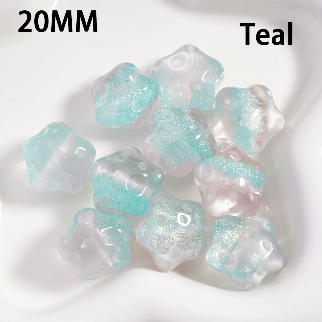 Acrylic Beads Cute Glitter Star Shape with Meteor Craters Double Color 20MM (Single Color is available for 100pcs(Whole Bag) Only)