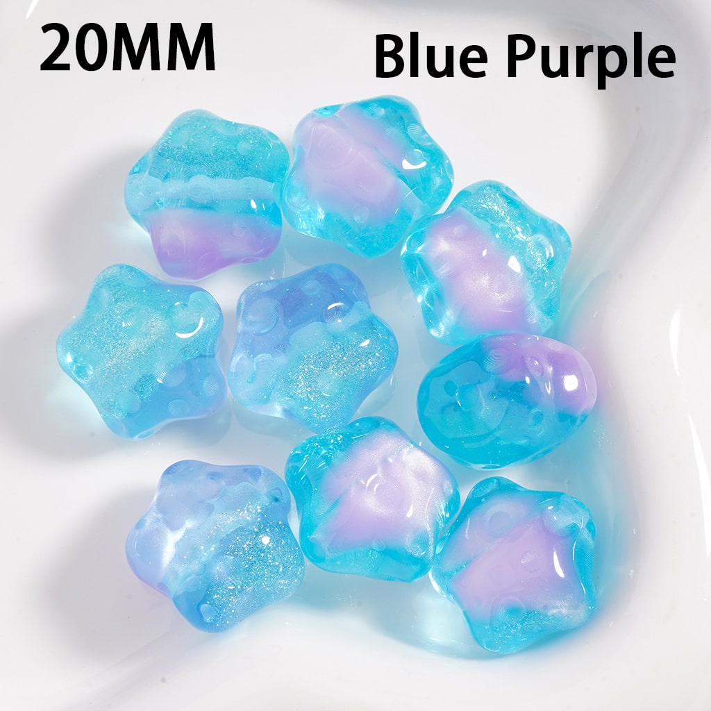 Acrylic Beads Cute Glitter Star Shape with Meteor Craters Double Color 20MM (Single Color is available for 100pcs(Whole Bag) Only)