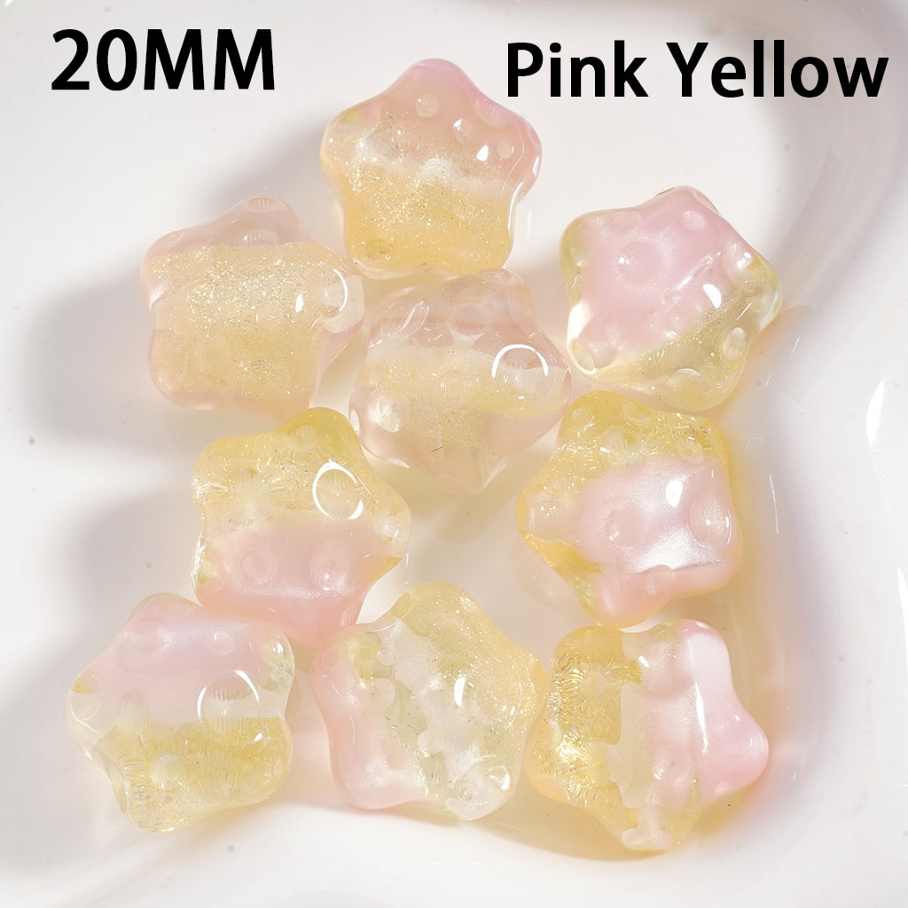 Acrylic Beads Cute Glitter Star Shape with Meteor Craters Double Color 20MM (Single Color is available for 100pcs(Whole Bag) Only)