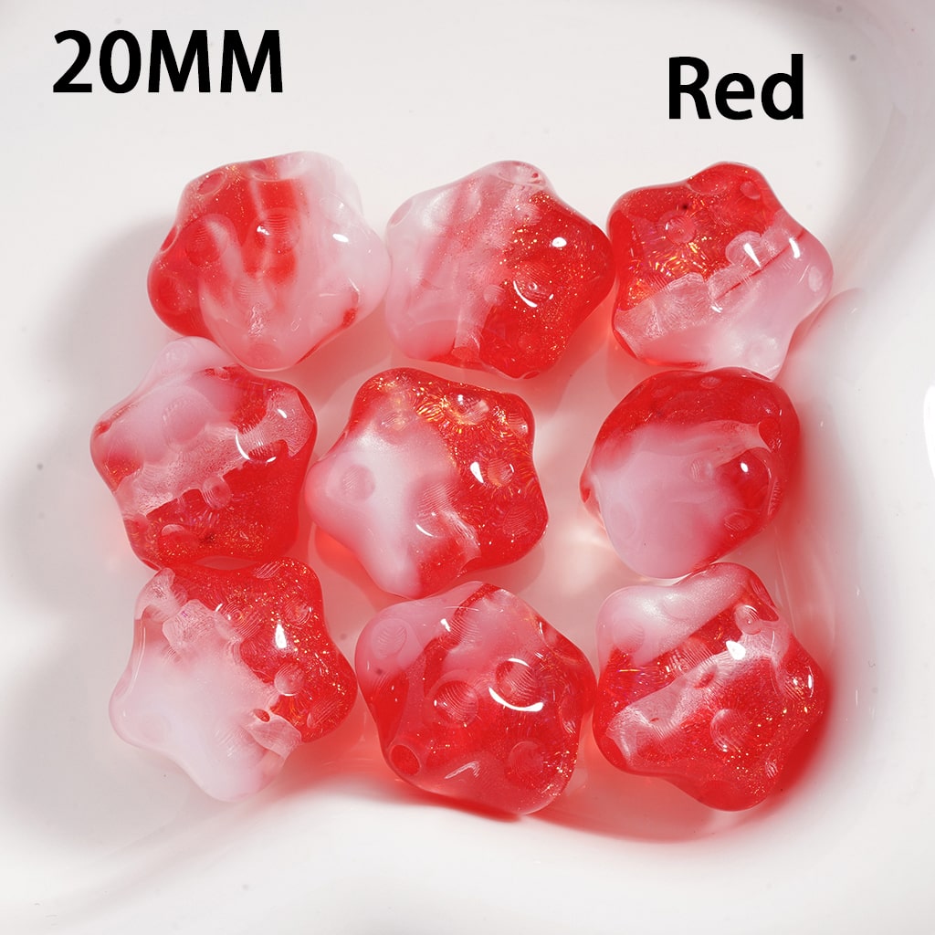 Acrylic Beads Cute Glitter Star Shape with Meteor Craters Double Color 20MM (Single Color is available for 100pcs(Whole Bag) Only)