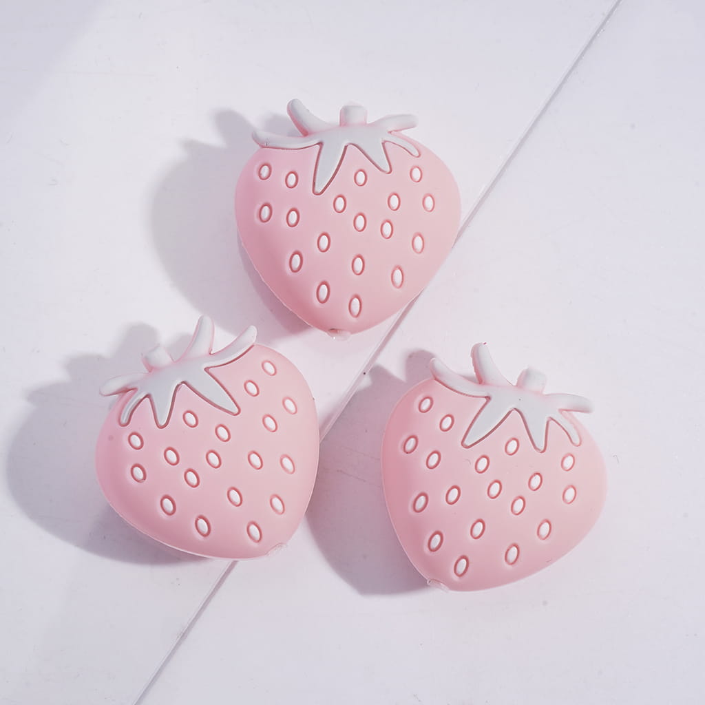 Silicone Focal Beads 3D Plump Strawberry in Various Colors